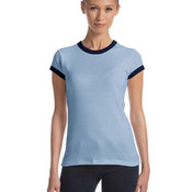 Ladies' Stretch Rib Short-Sleeve Ringer T-Shirt