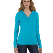 Ladies' Cotton/Spandex Half-Zip Hooded Pullover